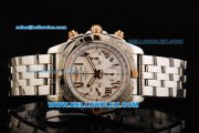 Breitling Chronomat B01 Swiss Valjoux 7750 Automatic Movement Steel Case with White Dial and Rose Gold Roman Numerals