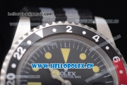 Rolex GMT-Master Asia 2813 Automatic Steel Case with Black Dial Black/Grey Nylon Strap and Yellow Markers