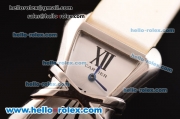 Cartier Tank Enlacée Swiss Quarz Steel Case with Silver Dial and Beige Leather Strap