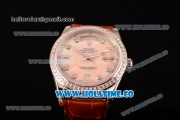 Rolex Day-Date Asia Automatic Steel Case with Diamonds Markers Pink Dial and Diamonds Bezel (BP)