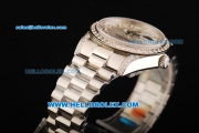 Rolex Oyster Perpetual Day Date Swiss ETA 2836 Automatic Movement Full Steel with White Dial and Diamond Markers/Bezel