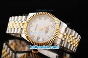 Rolex Datejust Automatic Movement White Dial with Gold Roman Markers and Steel Case-18K Gold Never Fade