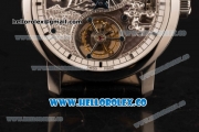 Vacheron Constantin Traditionelle Minute Repeater Tourbillon Swiss Tourbillon Manual Winding Steel Case with Steel Bezel Gray Dial and Black Leather Strap