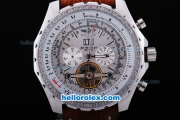 Breitling for Bentley Tourbillon Automatic Brown Leather Strap with White Dial and White Case