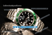 Rolex Submariner Steel Case With 2813 Automatic Movement Black Dial With Green Bezel