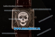 Bell & Ross BR 01-92 Burning Skull Asia Automatic Steel Case with Skull Dial and Brown Genuine Leather