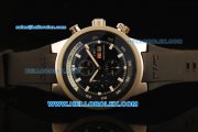 IWC Aquatimer Chronograph Quartz Movement Rose Gold Case with Black Dial and White Markers-Black Rubber Strap