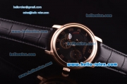 Audemars Piguet Jules Audemars ST25 with Power reserve Rose Gold Case with Black Dial and Black Leather Strap