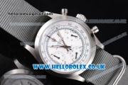 Rolex Pre-Daytona Chrono Miyota OS20 Quartz Steel Case with White Dial Stick Markers and Grey Nylon Strap