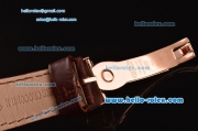 Rolex Cellini Danaos Swiss Quartz Rose Gold Case with Brown Leather Strap White Dial Stick Markers