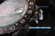 Rolex Explorer II Bamfor Asia 2813 Automatic PVD Case with Black Nylon Strap Black Dial White Markers