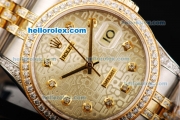 Rolex Datejust Automatic Movement with Diamond Bezel/ Markers and Two Tone Strap