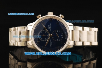 IWC Portuguese Chronograph Miyota Quartz Movement Full Steel Blue Dial and Arabic Numerals