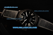 U-Boat Italo Fontana Left Hook Automatic Movement PVD Case with Black Dial and White Arabic Numerals - Black Leather Strap