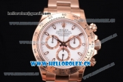 Rolex Daytona Clone Rolex 4130 Automatic Rose Gold Case/Bracelet with White Dial and Stick Markers - 1:1 Original (EF)