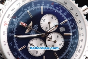 Breitling Navitimer Chronograph Quartz Movement Silver Case with Blue Dial and SS Strap-Stick Markers