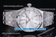 Audemars Piguet Royal Oak Clone AP Calibre 3120 Automatic Stainless Steel Case/Bracelet with White Dial Stick Markers and Diamonds Bezel - 1:1 (J12)