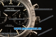 Omega Speedmaster'57 Co-Axial Chronograph Clone Omega 9300 Automatic Steel Case with Black Dial Stick Markers and Black Leather Strap (EF)