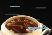 Rolex Datejust Automatic Movement ETA Coating Case with Brown Dial and Two Tone Strap