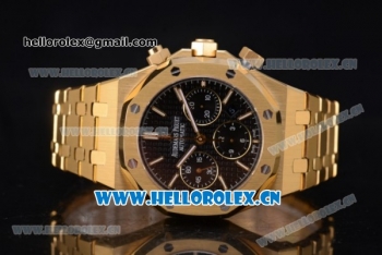 Audemars Piguet Royal Oak Chronograph Swiss Valjoux 7750 Automatic Yellow Gold Case/Bracelet with Black Dial Stick Markers (EF)