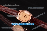 Omega De Ville Tresor Master Co-Axial Swiss ETA 2824 Automatic Rose Gold Case with Brown Leather Strap and Orange Dial