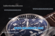 IWC Pilot's Watch Chronograph Edition "The Little Prince" Swiss Valjoux 7750 Automatic Steel Case with Blue Dial Brown Leather Strap and White Arabic Numeral Markers (YL)