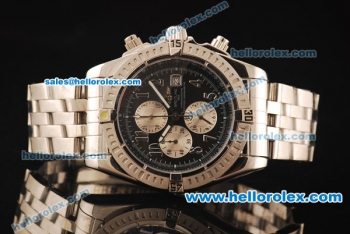 Breitling Chronomat Evolution Working Chronograph Quartz with Black Dial and Silver Number Marking-SS Strap