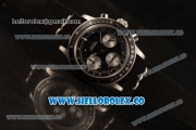 Rolex Daytona Vintage Edition Chrono Miyota OS20 Quartz Steel Case with Black Dial and Black Leather Strap