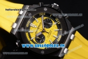 Audemars Piguet Royal Oak Offshore Diver Chrono Miyota OS20 Quartz PVD Case with Yellow Dial Stick Markers and Yellow Rubber Strap (EF)