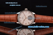 IWC Portuguese Hand-Wound AS 6497 Automatic Steel Case with White Dial Numeral Markers and Brown Leather Strap