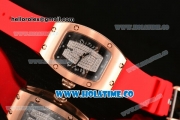 Richard Mille RM007 Miyota 6T51 Automatic Rose Gold Case with Diamonds Dial and Red Rubber Strap