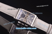 Franck Muller Long Island Tourbillon Automatic Movement Steel Case with White Dial and White Leather Strap