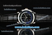 Patek Philippe Complicated World Time Chrono Miyota Quartz Steel Case with Black Dial and Stick Markers