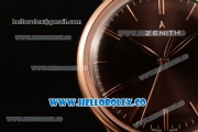 Zenith Vintage Miyota 9015 Automatic Rose Gold Case with Brown Dial and Brown Leather Strap - (AAAF)