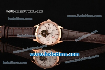 Jaeger-LECoultre Master Asia Automatic Rose Gold Case with Brown Leather Strap and White Dial