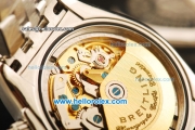 Breitling Chronomat Evolution Chronograph Swiss Valjoux 7750 Automatic Movement Full Steel with Black Dial and Diamond Bezel