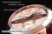 Ulysse Nardin Executive Dual Time ST22 Automatic Run 6@Sec Rose Gold Case with White Dial and Brown Rubber Strap 7750 Coating