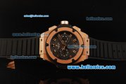 Hublot King Power Limited Edition Chronograph Swiss Valjoux 7750 Automatic Movement Rose Gold Case with Rose Gold Bezel and Black Rubber Strap