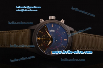 IWC Pilot's TOP GUN Miramar Chronograph Miyota OS20 Quartz PVD Case with Black Dial and Nylon Strap - 7750 Coating