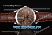 Patek Philippe Grand Complications Perpetual Calendar Miyota Quartz Steel Case with Brown Dial and White Roman Numeral Markers