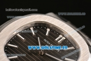 Patek Philippe Nautilus Miyota 9015 Automatic Steel Case with White Stick Markers and Black Leather Strap (BP)