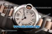 Cartier Ballon Bleu De Small Swiss Quartz Rose Gold/Steel Case with White Dial Two Tone Bracelet and Roman Numeral Markers