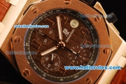 Audemars Piguet Royal Oak Offshore Chronograph Swiss Valjoux 7750 Automatic Movement Rose Gold Case with Brown Dial and Leather Strap