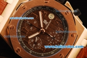 Audemars Piguet Royal Oak Offshore Chronograph Swiss Valjoux 7750 Automatic Movement Rose Gold Case with Brown Dial and Leather Strap