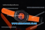 Hublot King Power Chrono Japanese Miyota OS20 Quartz PVD Case with Orange Dial and Orange Leather Strap