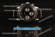 Rolex Daytona Vintage Edition Chrono Miyota OS20 Quartz Steel Case with Black Dial and Black Leather Strap