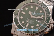 Rolex Submariner Rolex 3135 Automatic Steel Case with White Markers Green Dial and Stainless Steel Strap