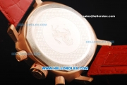 Ferrari Chronograph Miyota Quartz Movement Rose Gold Case with White/Red Arabic Numerals - Black Leather Strap