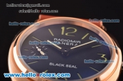 Panerai Radiomir Black Seal Asia 6497 Manual Winding Rose Gold Case with Brown Leather Strap and Black Dial