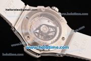 Hublot Big Bang Clone HUB4100 Automatic Steel Case with White Rubber Strap and White Dial - 1:1 Original (TW)